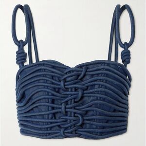 ANDRES OTALORA Redes cropped corded chambray top size 0 couture retail $645